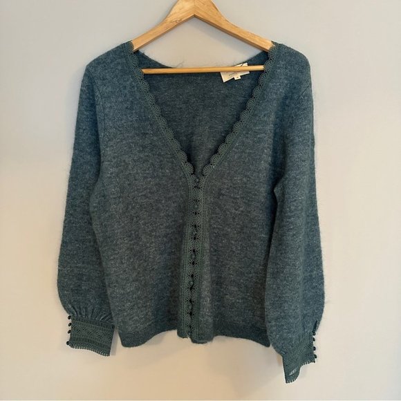 NEW Sezane Melina Cardigan in Sage | Blue Green- size M - Picture 5 of 10